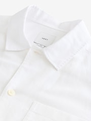 White Cotton Linen Blend Long Sleeve Shirt - Image 8 of 8