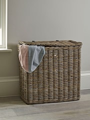 Cox & Cox Natural Rectangle Rattan Laundry Basket - Image 1 of 3