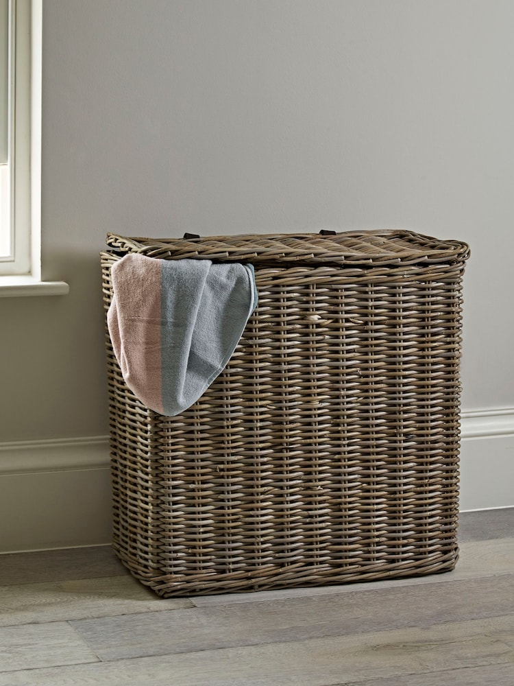 Cox & Cox Natural Rectangle Rattan Laundry Basket - Image 1 of 3