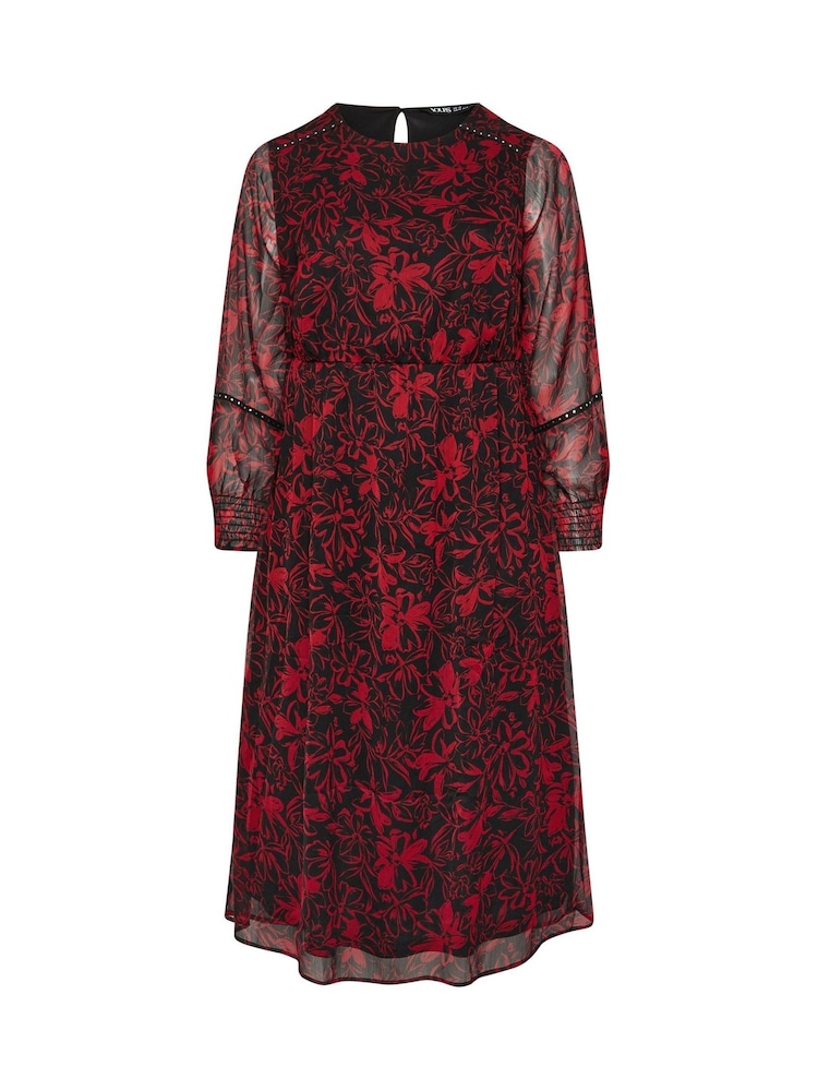 Rojo - Vestido semilargo con mangas de cinta de gasa con adornos de Yours Curve - Imagen 5 de 5 Rojo - Vestido semilargo con mangas de cinta de gasa con adornos de Yours Curve - Imagen 5 de 5