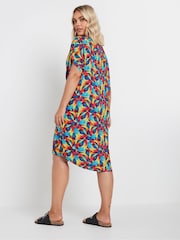 Yours Curve Blue & Red Abstract Print Tunic Dress - Image 3 of 5