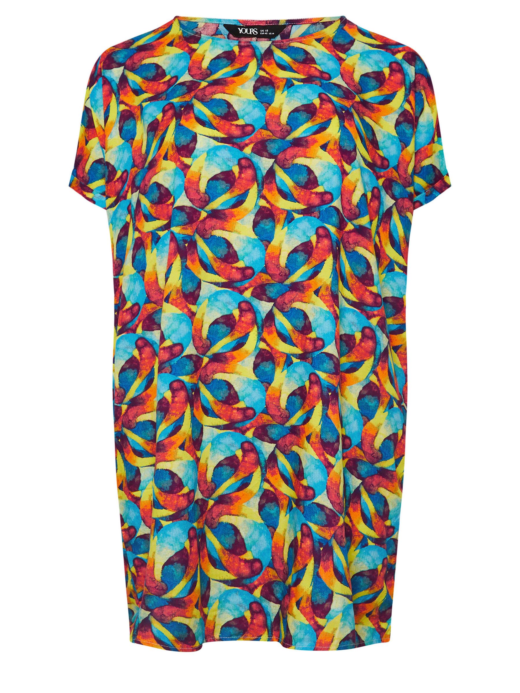 Buy Yours Curve Blue & Red Abstract Print Tunic Dress from