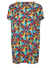 Yours Curve Blue & Red Abstract Print Tunic Dress - Image 5 of 5