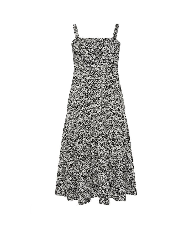 Yours Curve Black Ditsy Floral Shirred Midaxi Dress - Image 5 of 5