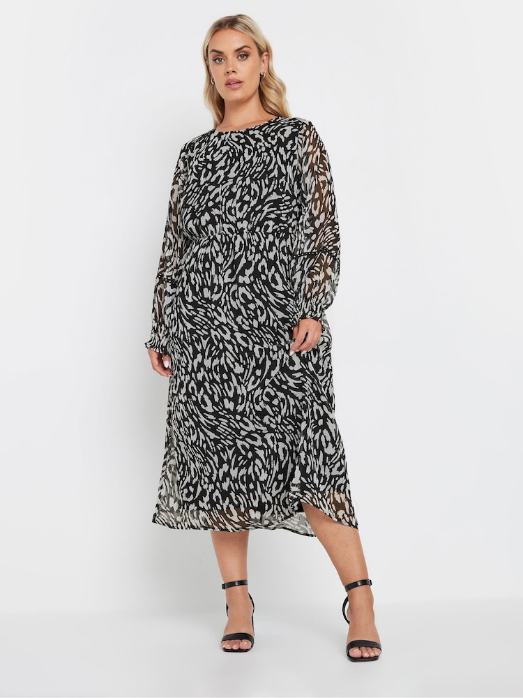 Yours Curve Black Chiffon Studded Tape Slevee Midaxi Dress - Image 1 of 4 Yours Curve Black Chiffon Studded Tape Slevee Midaxi Dress - Image 1 of 4