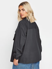 Yours Curve Grey Utility Bomber 100% Cotton Jacket - Image 3 of 5