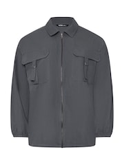 Yours Curve Grey Utility Bomber 100% Cotton Jacket - Image 5 of 5