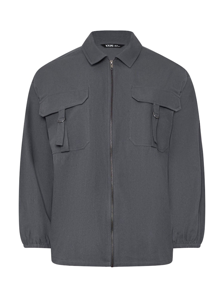 Yours Curve Grey Utility Bomber 100% Cotton Jacket - Image 5 of 5