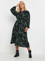 Yours Curve Green Long Sleeve Shirt Dress - Image 1 of 4
