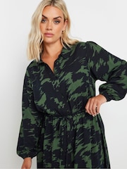 Yours Curve Green Long Sleeve Shirt Dress - Image 2 of 4
