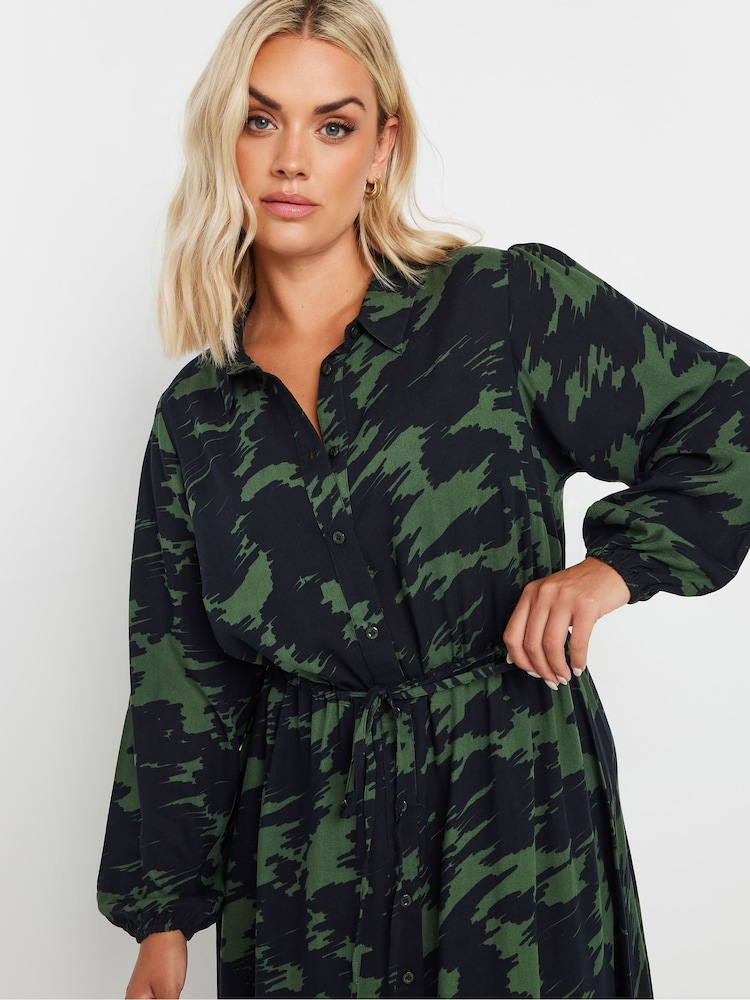 Yours Curve Green Long Sleeve Shirt Dress - Image 2 of 4