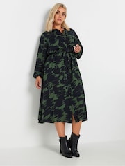 Yours Curve Green Long Sleeve Shirt Dress - Image 4 of 4