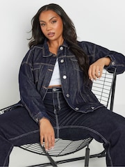 Yours Curve Blue Oversized 100% Cotton Denim Jacket - Image 1 of 4
