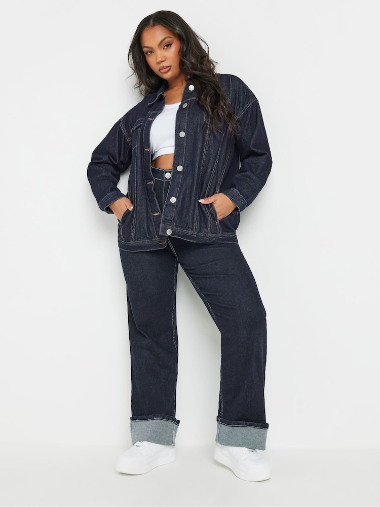 Yours Curve Blue Oversized 100% Cotton Denim Jacket - Image 2 of 4