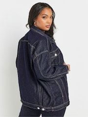 Yours Curve Blue Oversized 100% Cotton Denim Jacket - Image 3 of 4