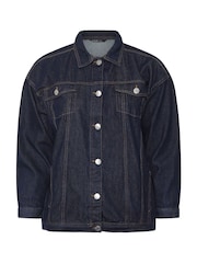 Yours Curve Blue Oversized 100% Cotton Denim Jacket - Image 4 of 4