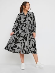 Yours Curve Black Long Sleeve Shirt Dress - Image 2 of 5