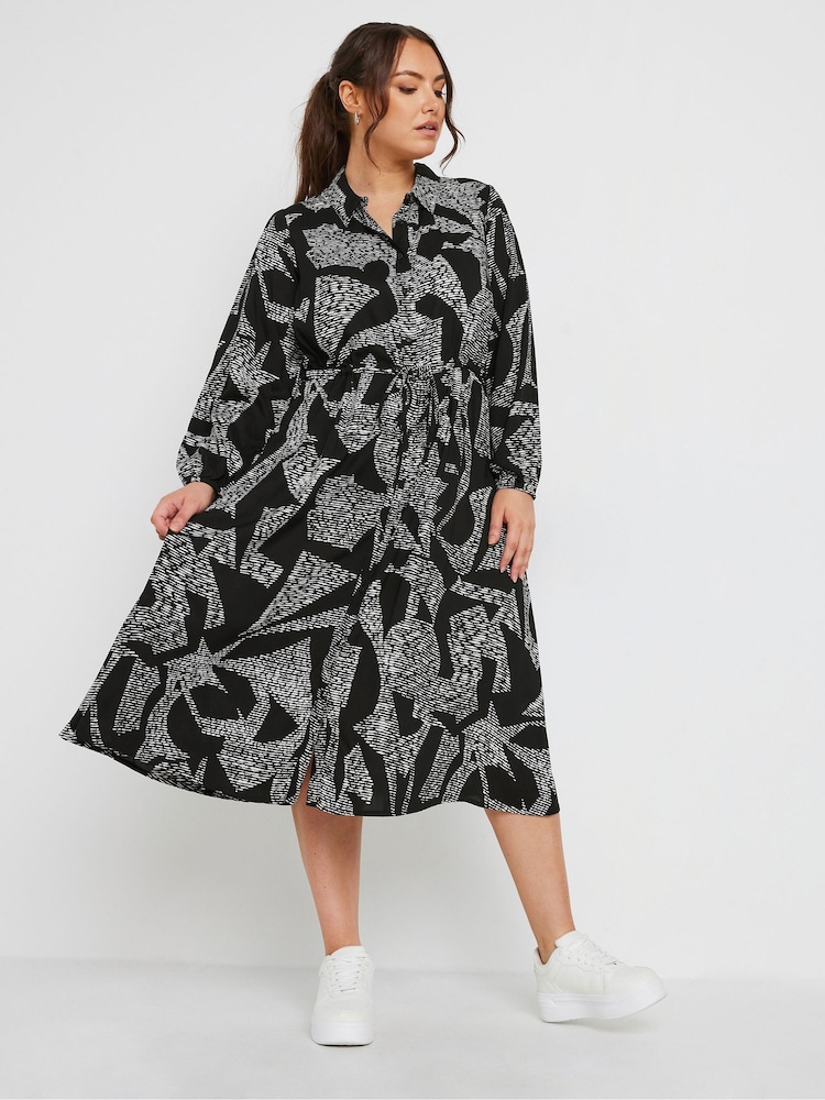 Yours Curve Black Long Sleeve Shirt Dress - Image 2 of 5