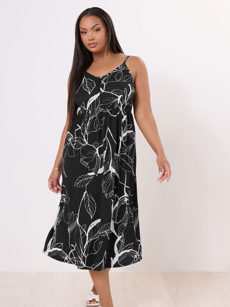 Yours Curve Black Structured Sundress - Image 1 of 5