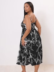Yours Curve Black Structured Sundress - Image 3 of 5