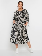 Yours Curve Black Limited 3/4 Tie Sleeve Midaxi Dress - Image 1 of 5