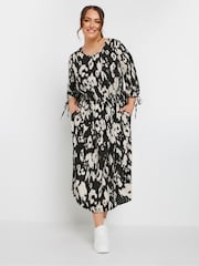 Yours Curve Black Limited 3/4 Tie Sleeve Midaxi Dress - Image 2 of 5
