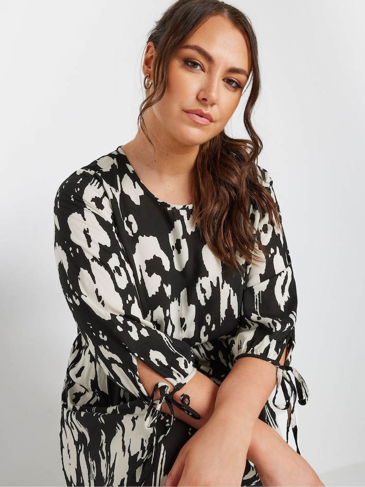 Yours Curve Black Limited 3/4 Tie Sleeve Midaxi Dress - Image 5 of 5