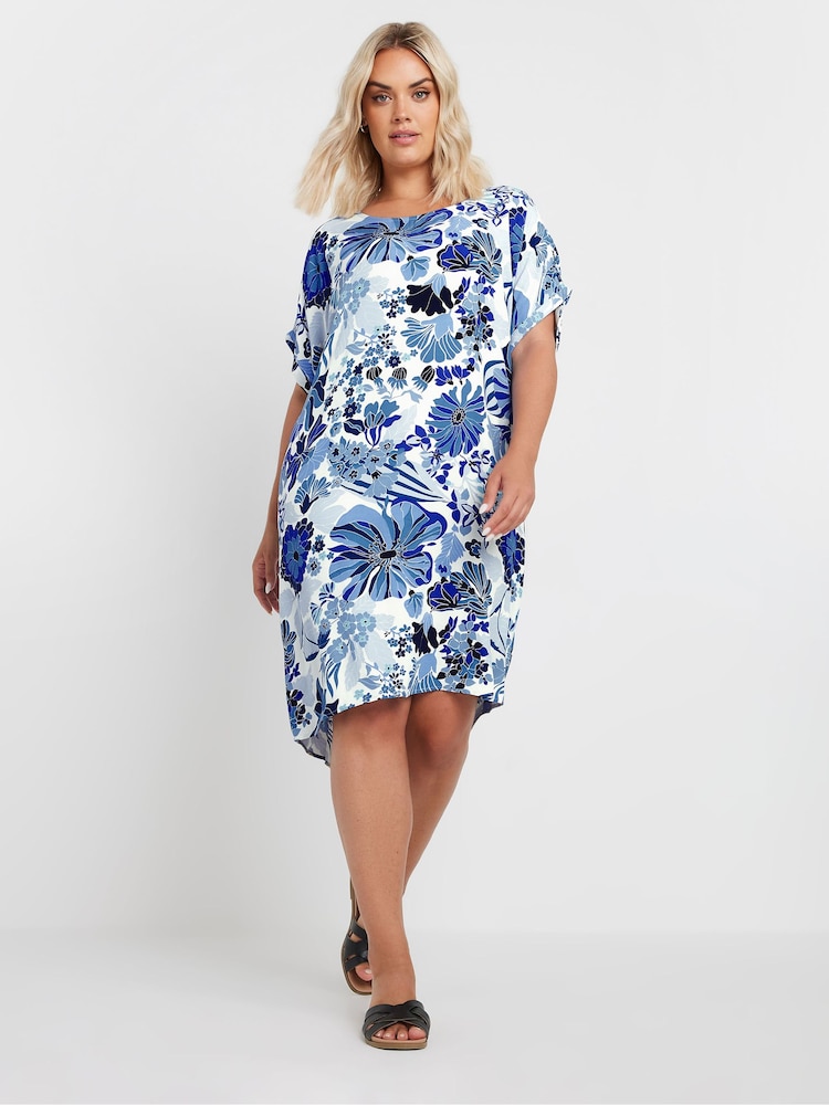 Yours Curve Blue Easy Tunic Dress - Image 1 of 5 Yours Curve Blue Easy Tunic Dress - Image 1 of 5