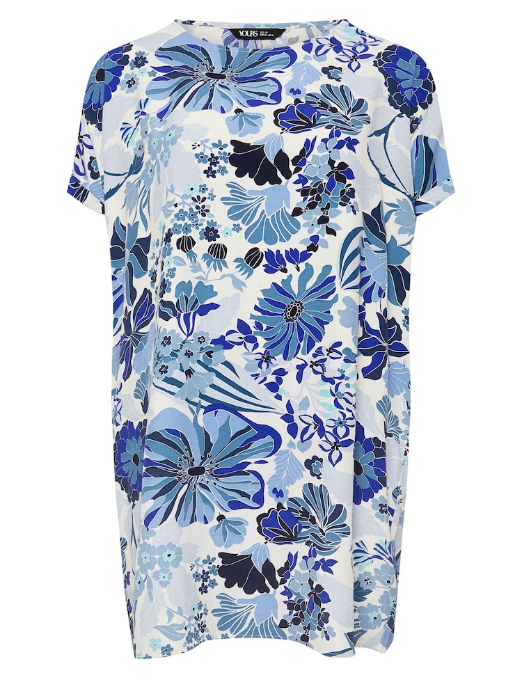 Yours Curve Blue Easy Tunic Dress - Image 5 of 5 Yours Curve Blue Easy Tunic Dress - Image 5 of 5