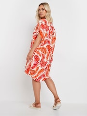 Yours Curve Orange Leaf Print Tunic Dress - Image 3 of 5