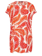 Yours Curve Orange Leaf Print Tunic Dress - Image 5 of 5