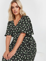 Yours Curve Black Floral Print Smock Dress - Image 4 of 5