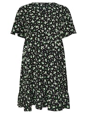 Yours Curve Black Floral Print Smock Dress - Image 5 of 5