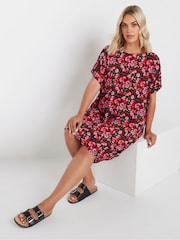 Yours Curve Pink Floral Print Tunic Dress - Image 1 of 5