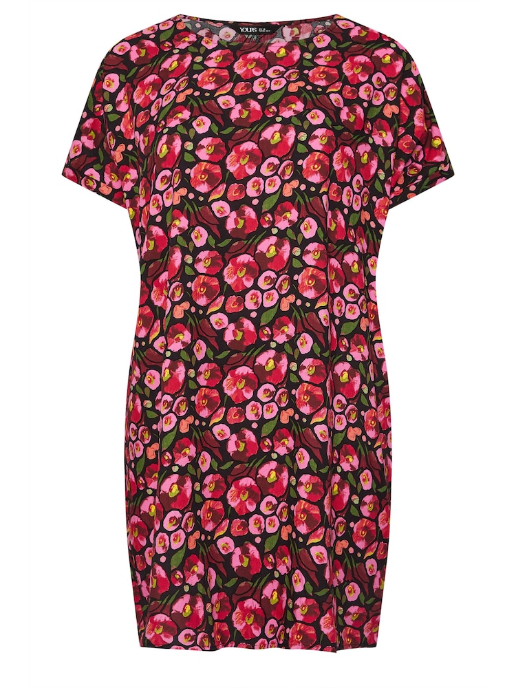 Yours Curve Pink Floral Print Tunic Dress - Image 5 of 5