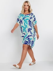 Yours Curve Blue Easy Tunic Dress - Image 1 of 5