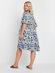 Yours Curve Purple Floral Print Smock Dress - Image 4 of 5