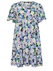 Yours Curve Purple Floral Print Smock Dress - Image 5 of 5