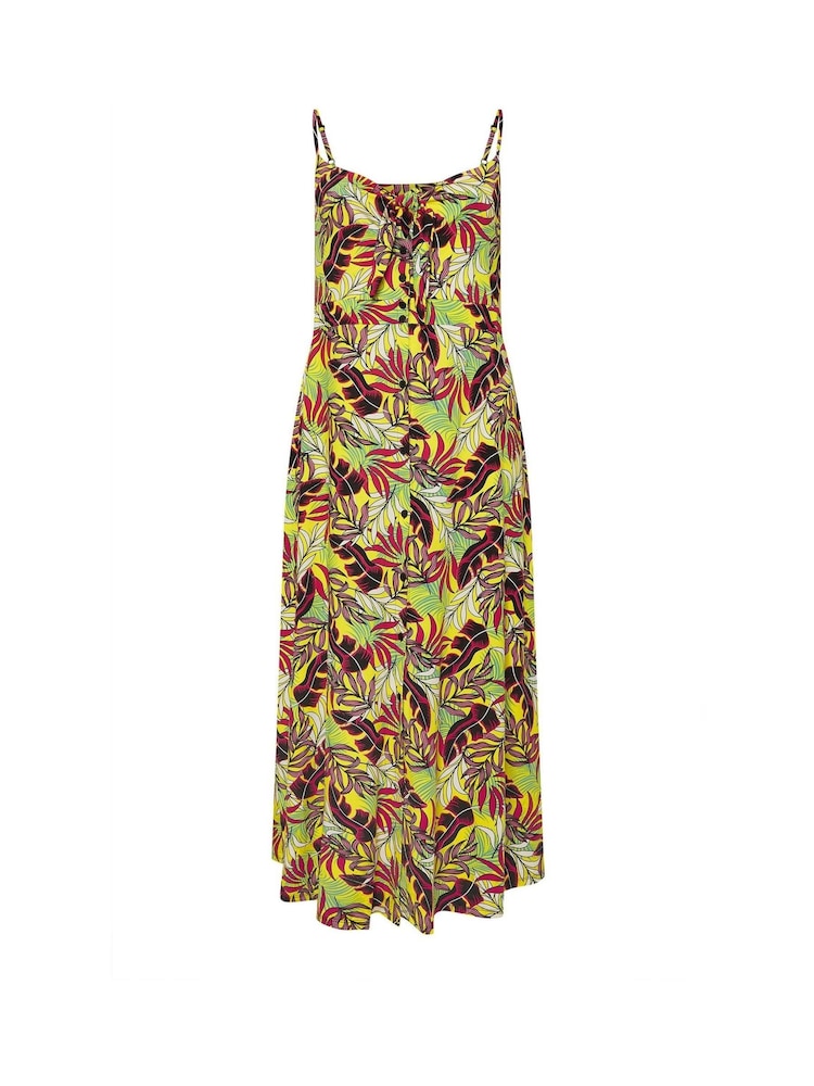 Yours Curve Yellow Leaf Print Maxi Dress - Image 5 of 5