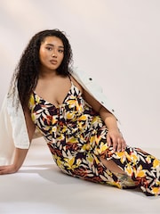 Yours Curve Black Floral Print Maxi Dress - Image 1 of 5