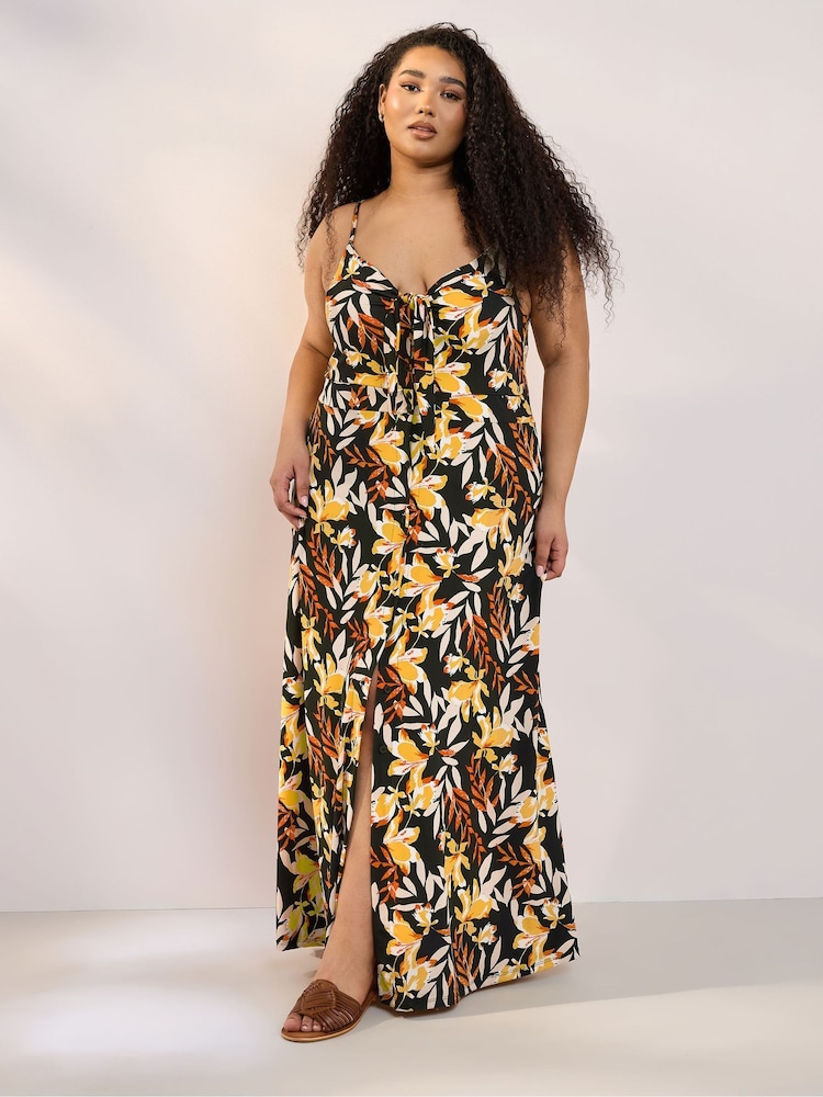 Yours Curve Black Floral Print Maxi Dress - Image 2 of 5