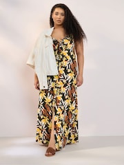 Yours Curve Black Floral Print Maxi Dress - Image 4 of 5