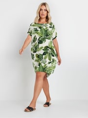 Yours Curve Green tropical Print Tunic Dress - Image 1 of 5