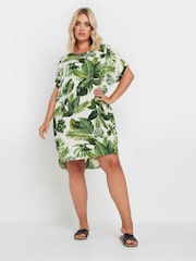 Yours Curve Green tropical Print Tunic Dress - Image 2 of 5