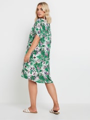 Yours Curve Green Tropical Print Tunic Dress - Image 3 of 5