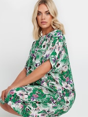 Yours Curve Green Tropical Print Tunic Dress - Image 4 of 5