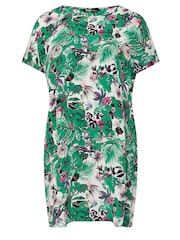 Yours Curve Green Tropical Print Tunic Dress - Image 5 of 5