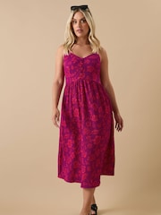 Yours Curve Pink Structured Sundress - Image 2 of 4