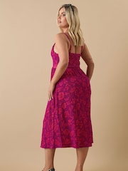 Yours Curve Pink Structured Sundress - Image 3 of 4