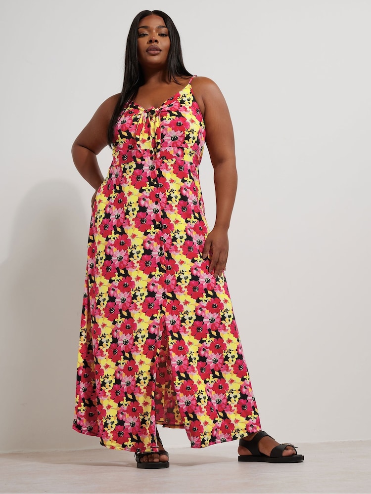 Yours Curve Black Floral Print Maxi Dress - Image 1 of 5